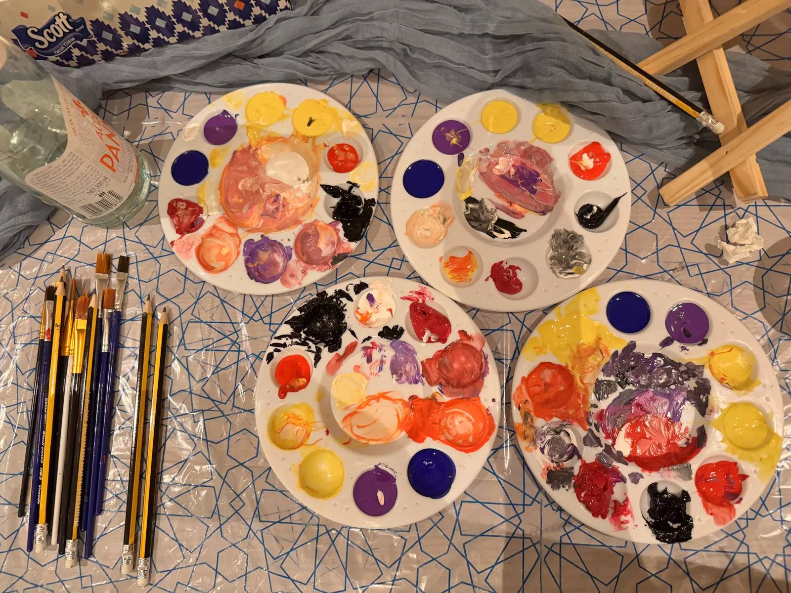 Guests painting at an Art & Pause workshop