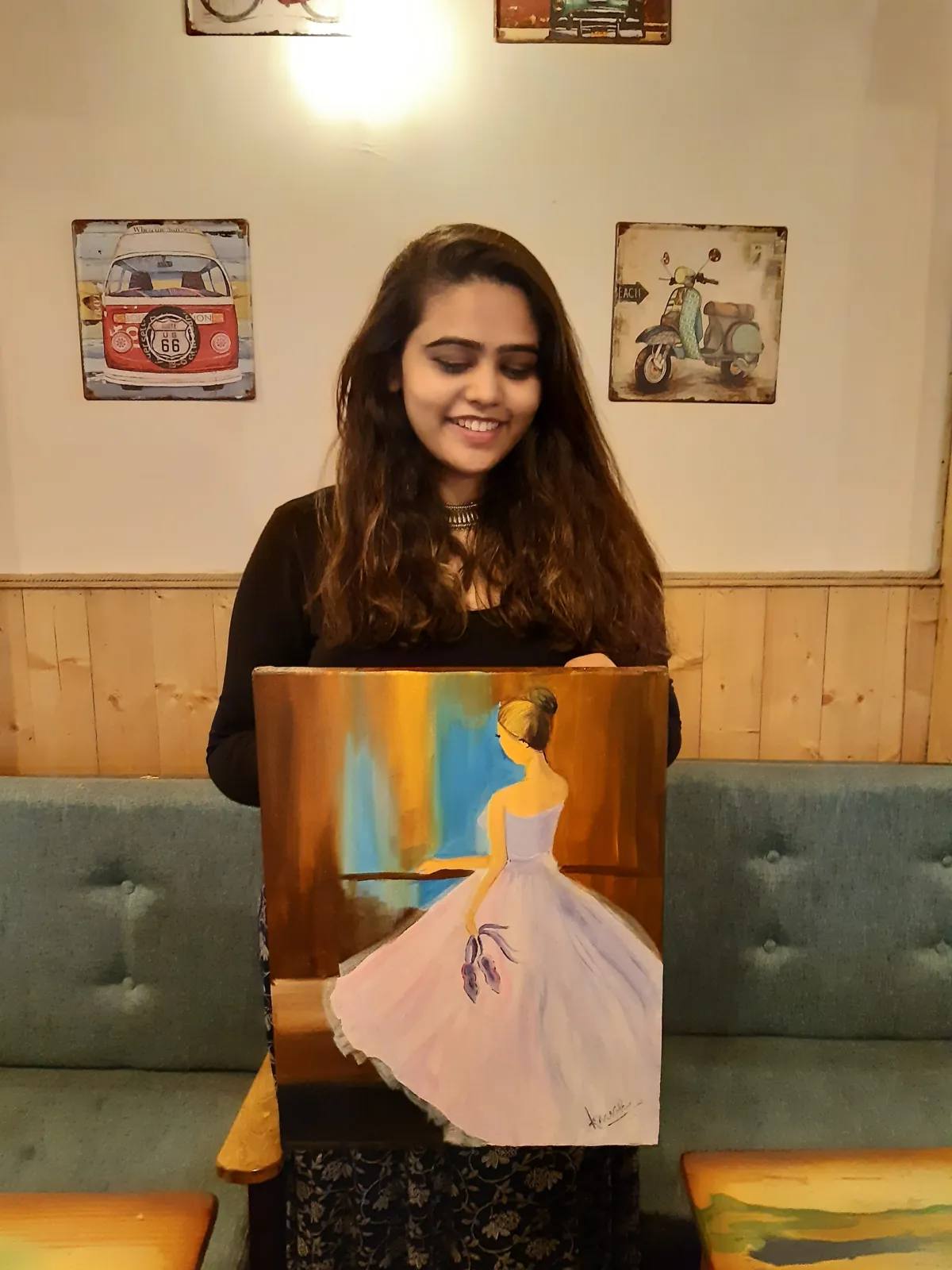 Guests painting at an Art & Pause workshop