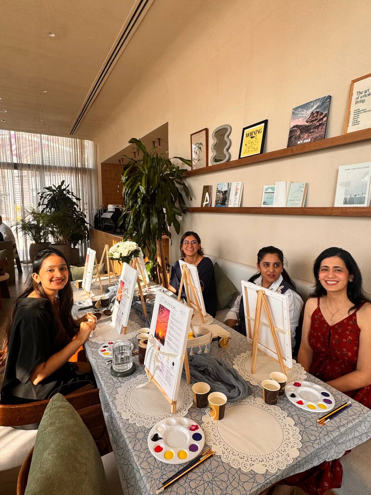 Guests painting at an Art & Pause workshop, at Ritual Cafe