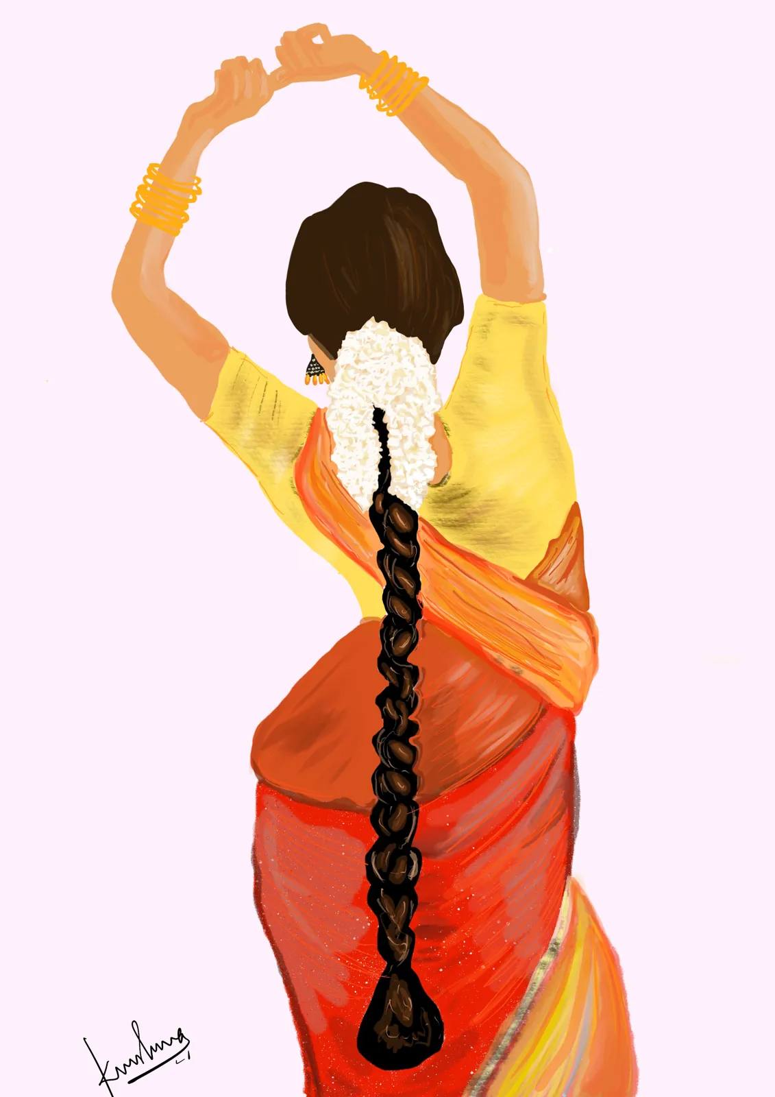 Jasmine Braid, digital artwork by Krushna