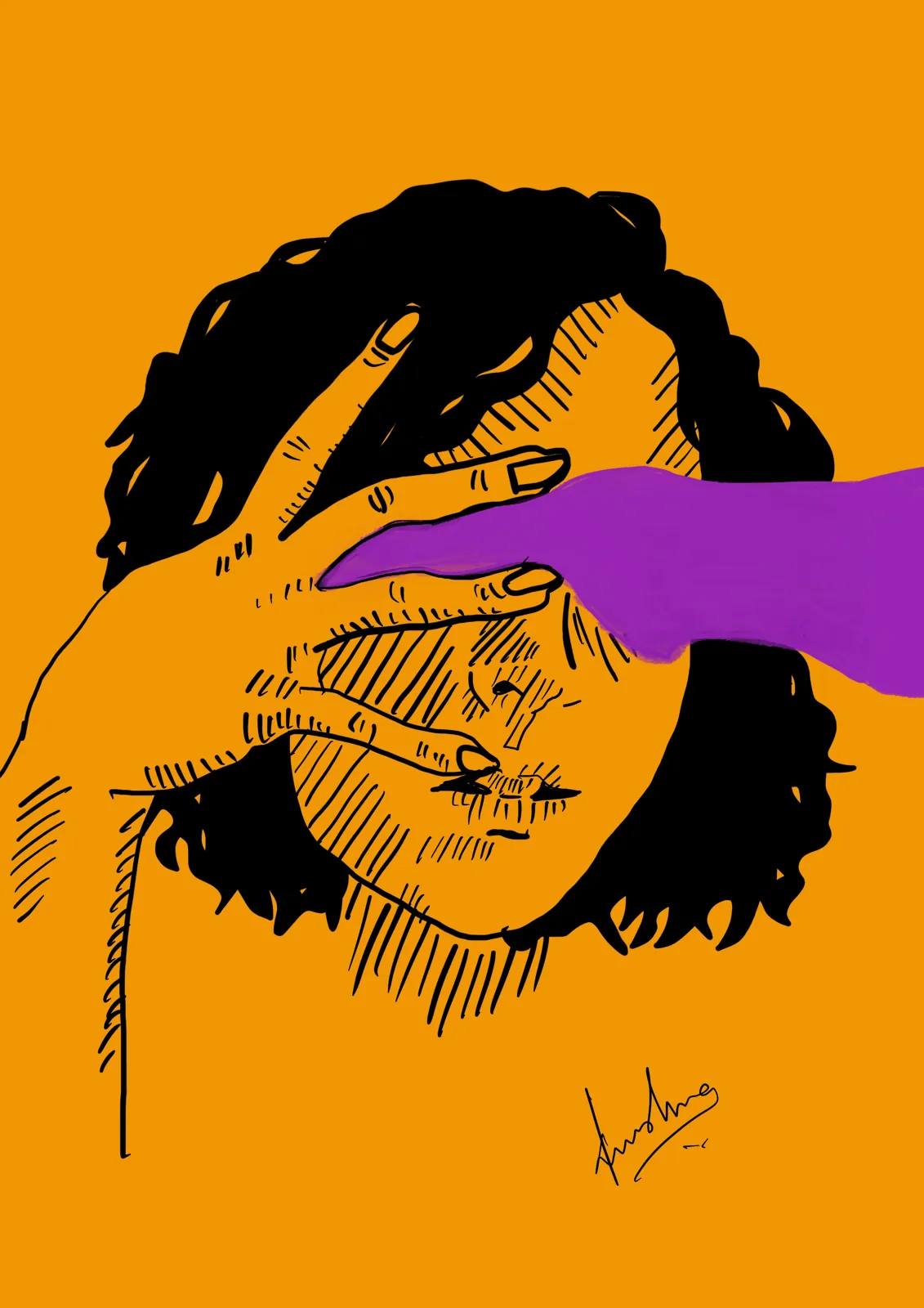 Hands in Orange, digital artwork by Krushna