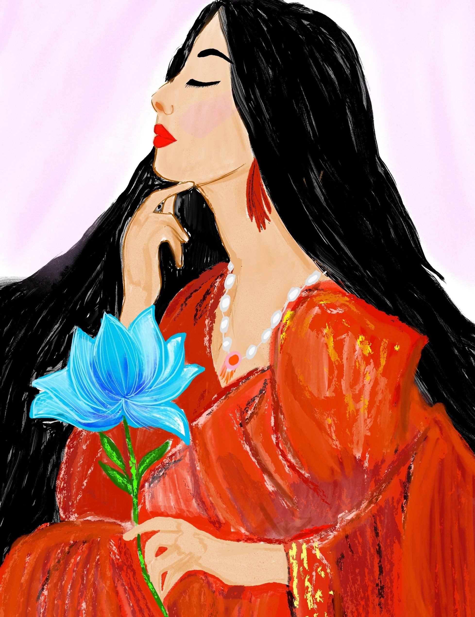 Blue Lotus, artwork by Krushna
