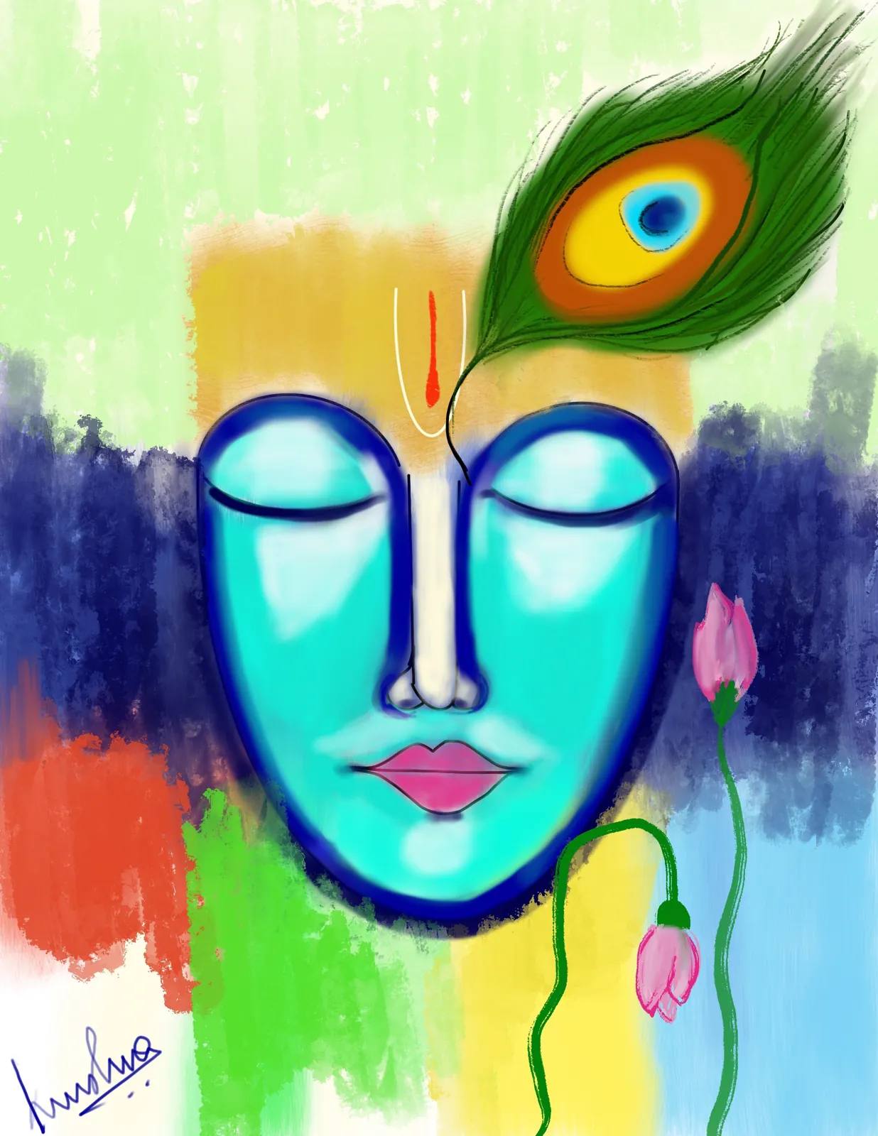 Krishna's Peacock Feather, digital artwork by Krushna