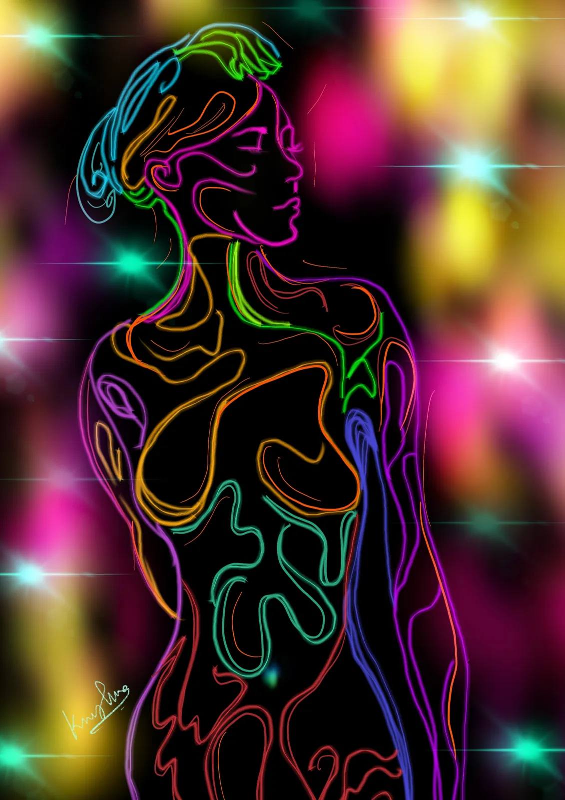 Neon Lines, digital artwork by Krushna