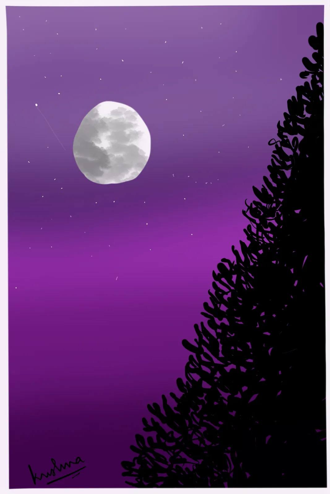 Purple Moon Night, digital artwork by Krushna