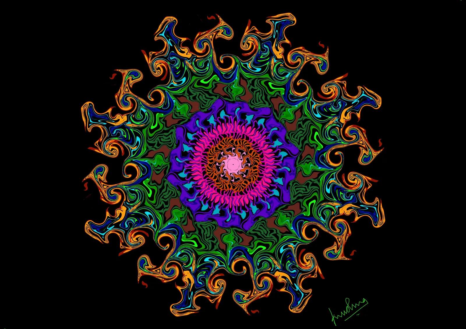 Rainbow Mandala, digital artwork by Krushna