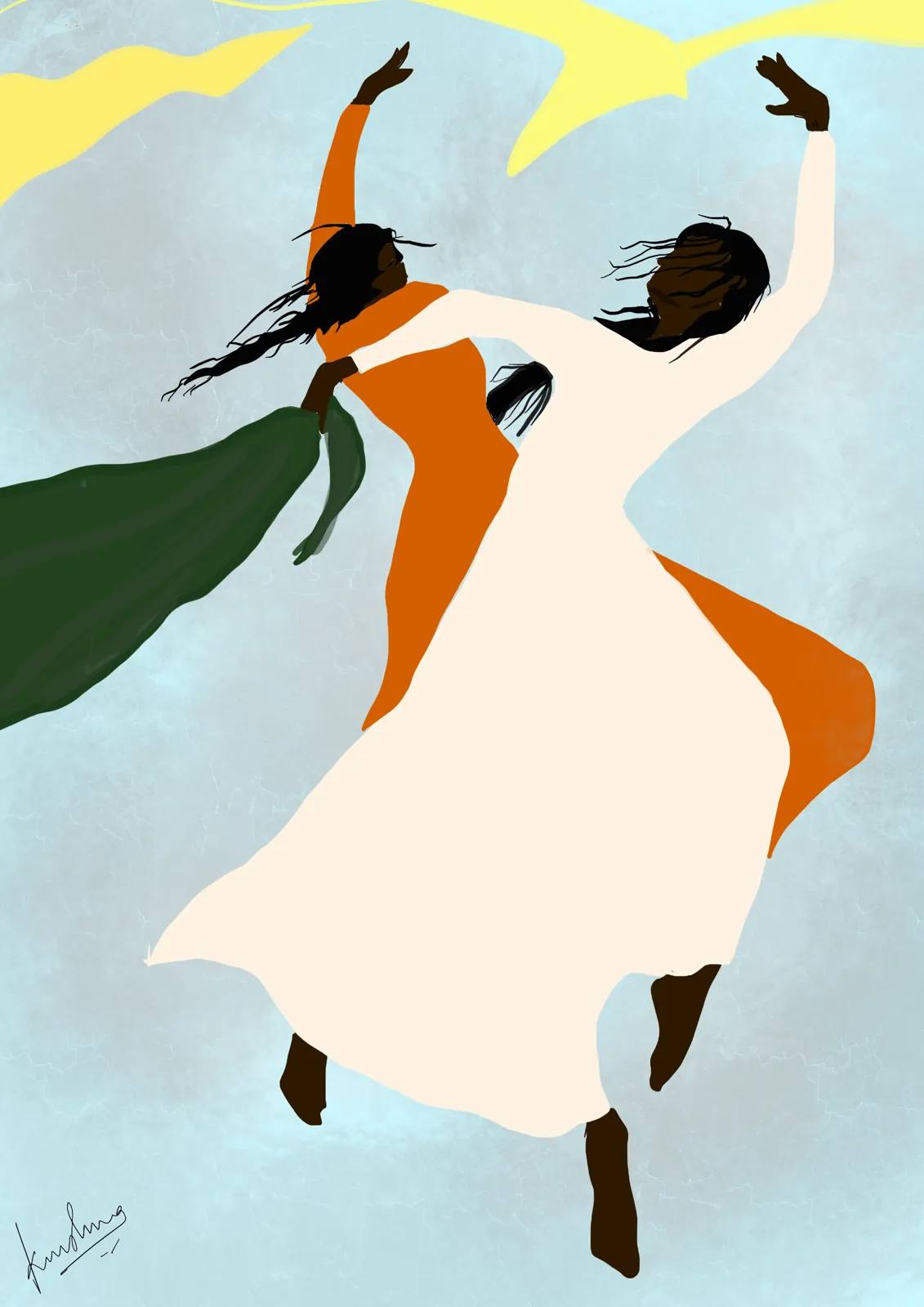 Two Dancers, digital artwork by Krushna