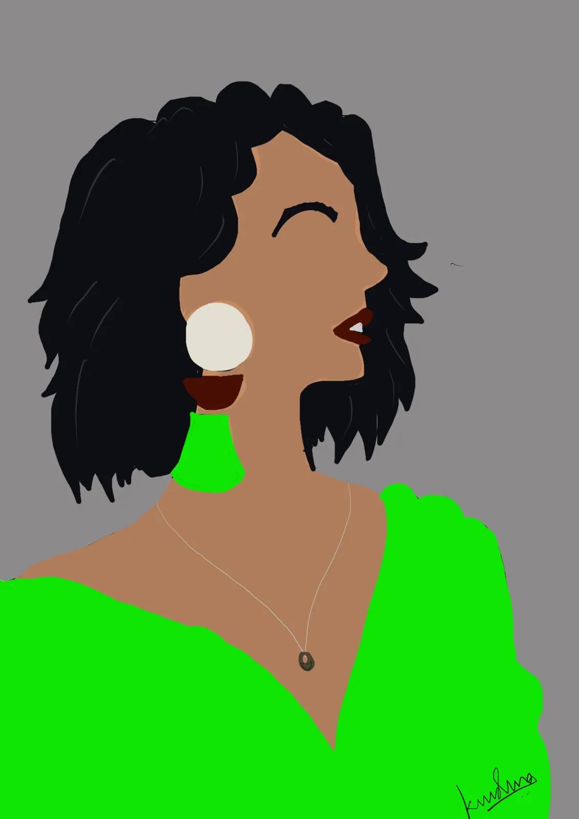 Woman in Green, digital artwork by Krushna