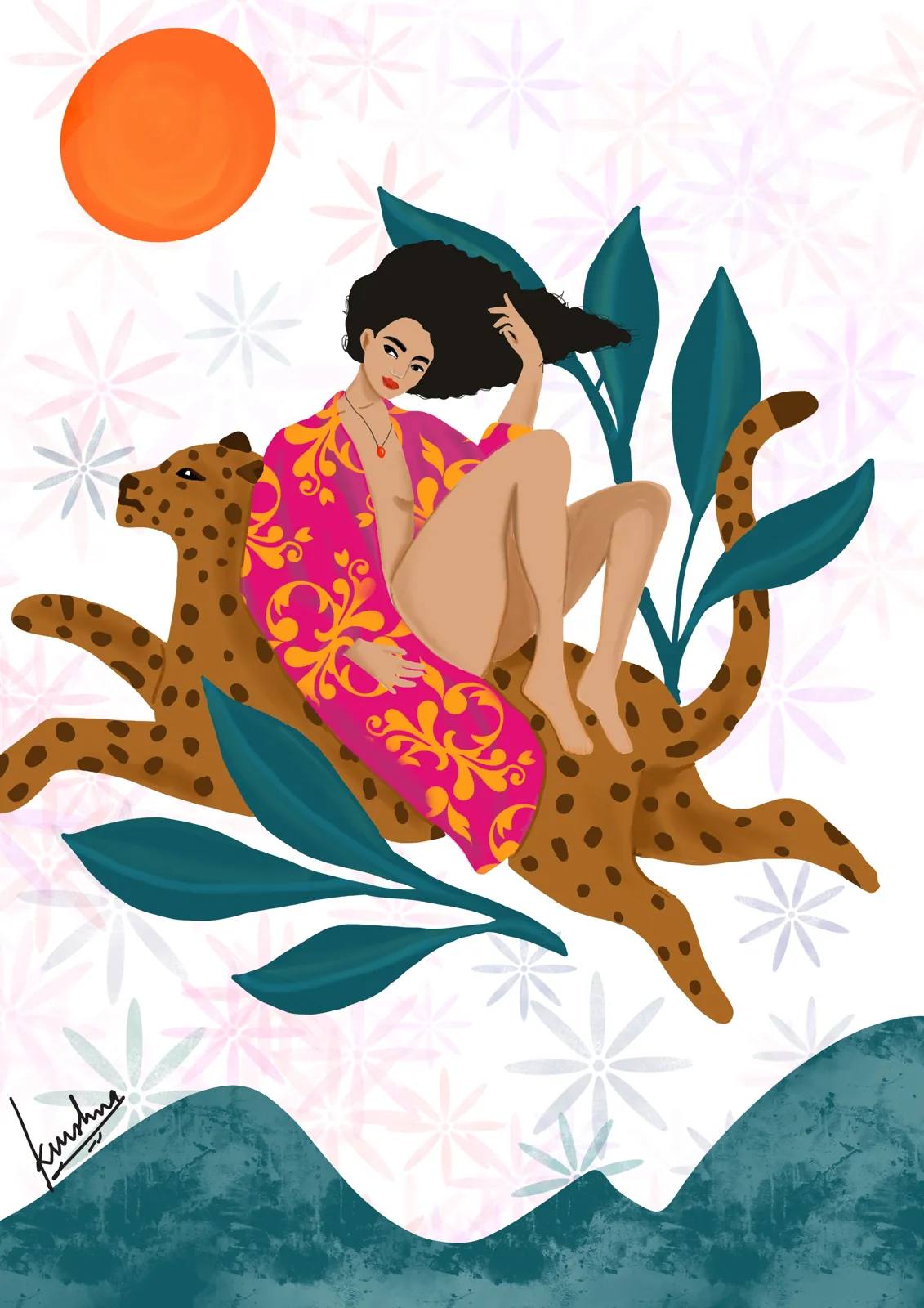 Riding the Leopard, digital artwork by Krushna